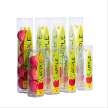 Printed customized recycled PET round box for fresh fruit apple container , recyclable plastic apple tube packaging cylinder